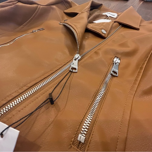 Faux Leather Camel Moto Jacket - Picture 5 of 12
